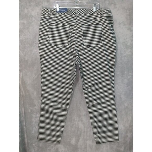 Talbots Pants Womens 20W Black White Plaid Flawless High Waist Straight Leg - Picture 2 of 10